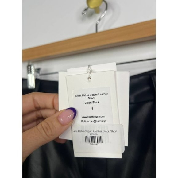 Cami NYC Rabia Vegan A-Line Leather Belt Loops Short Women's Black Size: 8 NWT - Picture 6 of 10